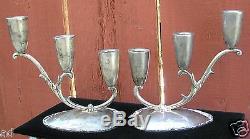 Vintage Large Elegant Pair Mexico Sterling Silver Candlesticks Signed P. LopezG