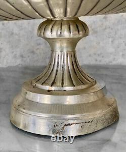 Vintage Large Regency Classical Cast Aluminum Medici Planter Urns A Pair