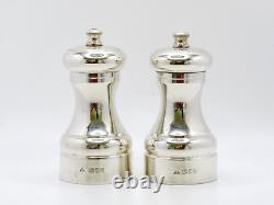 Vintage Late 20th Century Pair Sterling Silver Salt & Pepper Grinders Hallmarked