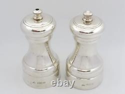 Vintage Late 20th Century Pair Sterling Silver Salt & Pepper Grinders Hallmarked