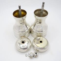 Vintage Late 20th Century Pair Sterling Silver Salt & Pepper Grinders Hallmarked