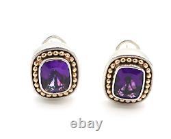 Vintage Lefkowitz & Edelstein SLV Sterling Silver 925 14k Post Amethyst Earrings