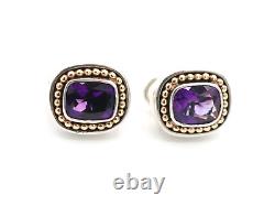 Vintage Lefkowitz & Edelstein SLV Sterling Silver 925 14k Post Amethyst Earrings