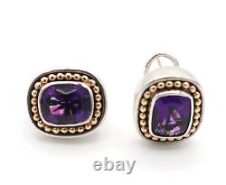 Vintage Lefkowitz & Edelstein SLV Sterling Silver 925 14k Post Amethyst Earrings