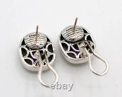 Vintage Lefkowitz & Edelstein SLV Sterling Silver 925 14k Post Amethyst Earrings