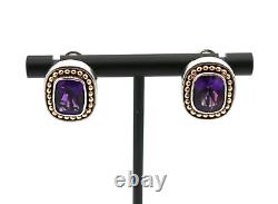 Vintage Lefkowitz & Edelstein SLV Sterling Silver 925 14k Post Amethyst Earrings