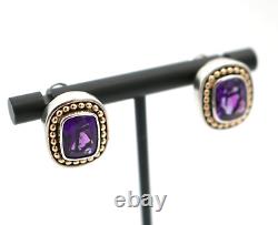 Vintage Lefkowitz & Edelstein SLV Sterling Silver 925 14k Post Amethyst Earrings