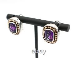 Vintage Lefkowitz & Edelstein SLV Sterling Silver 925 14k Post Amethyst Earrings
