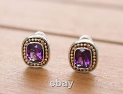 Vintage Lefkowitz & Edelstein SLV Sterling Silver 925 14k Post Amethyst Earrings