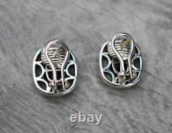 Vintage Lefkowitz & Edelstein SLV Sterling Silver 925 14k Post Amethyst Earrings