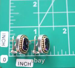 Vintage Lefkowitz & Edelstein SLV Sterling Silver 925 14k Post Amethyst Earrings