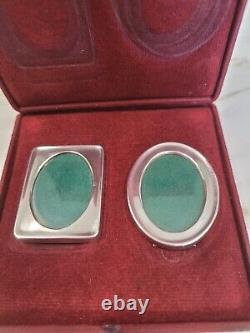 Vintage London silver 1985 boxed pair of small photo frames