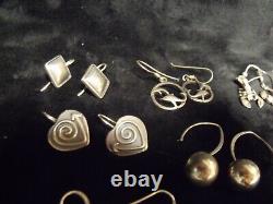 Vintage Lot Of 10 Pairs Quality Sterling Earrings Various Fun Styles 39.37 Gr