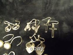 Vintage Lot Of 10 Pairs Quality Sterling Earrings Various Fun Styles 39.37 Gr