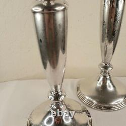 Vintage Lovely Pair of Empire Weighted Sterling Silver 9.5 Tall Candlesticks