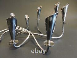 Vintage MCM Hans Jensen Denmark Silverplate Calla Lily Candleholders Pair