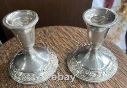 Vintage MCM Sterling Towle Old Master Silver Candlestick Pair 925 Weighted 605g
