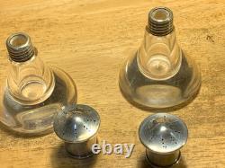 Vintage MCM Steuben glass & sterling silver salt / Pepper Shaker 3 x 2 1/4