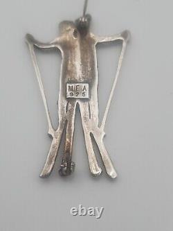 Vintage MFA Museum Of Fine Arts Sterling Silver Romantic Ski Couple Brooch Pin