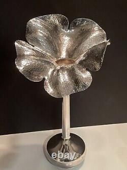 Vintage M M Evolucao Hammered Silver Plated Flora Form Vases Brazil MCM