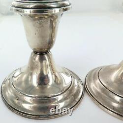 Vintage Matching Pair Gorham Sterling Silver Squat Candlesticks #948