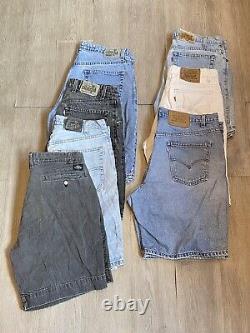 Vintage Men Levis silver & orange tab denim Shorts Lot of 7 pairs Various Sizes