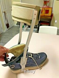 Vintage Mens Right Metal Polio Brace with Clarks size 9.5 shoes