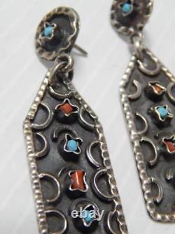 Vintage Mexican Taxco Matl Family Sterling Silver + Bead Earrings Hi Qlty Pair