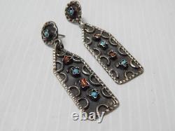 Vintage Mexican Taxco Matl Family Sterling Silver + Bead Earrings Hi Qlty Pair