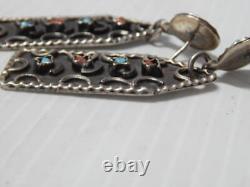 Vintage Mexican Taxco Matl Family Sterling Silver + Bead Earrings Hi Qlty Pair