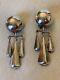 Vintage Mexican Sterling Silver Statement Earrings Modernist Mcm Ball Kinetic