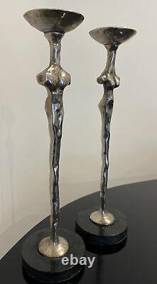 Vintage Michael Aram Adam And Eve Pair Of Silver Candlesticks 14