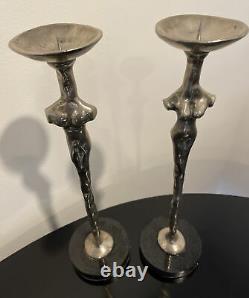 Vintage Michael Aram Adam And Eve Pair Of Silver Candlesticks 14