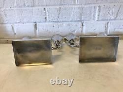 Vintage Mid Cent Modern P Lopez G Mexican Sterling Silver Pair of Candle Holders