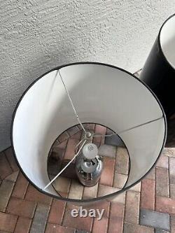 Vintage Mid Century Modern Chrome Stacked Ball Table Lamp Pair Kovacs 70's