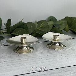 Vintage Mid-Century Modernist Durham Sterling Silver Candlestick Holders Pair