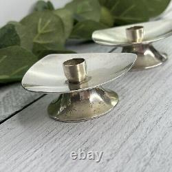 Vintage Mid-Century Modernist Durham Sterling Silver Candlestick Holders Pair