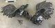Vintage Mid Century Pair Of Decorative Silver Plated Fighting Roosters Cocks Usa