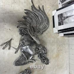 Vintage Mid Century Pair of Decorative Silver Plated Fighting Roosters Cocks USA
