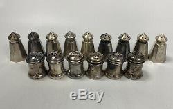 Vintage Miniature Sterling Silver Salt Pepper Shaker Set 15pcs, 7 pairs