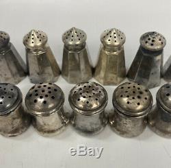 Vintage Miniature Sterling Silver Salt Pepper Shaker Set 15pcs, 7 pairs