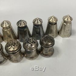 Vintage Miniature Sterling Silver Salt Pepper Shaker Set 15pcs, 7 pairs