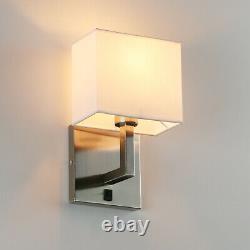 Vintage Modern Bedroom Bedside Wall Lamp Sconce Square Fabric Shade Indoor Light