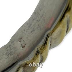 Vintage Modernist Electroform 925 Sterling Silver Gold Bangle Bracelet Pair