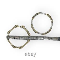 Vintage Modernist Electroform 925 Sterling Silver Gold Bangle Bracelet Pair