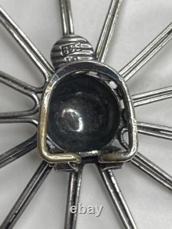 Vintage Modernist Gustav Hauber 835 Silver Sunburst Starburst Clip Earrings MCM