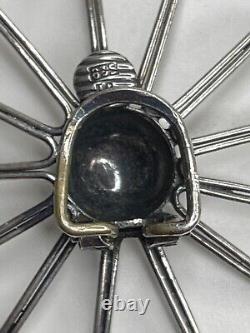 Vintage Modernist Gustav Hauber 835 Silver Sunburst Starburst Clip Earrings MCM