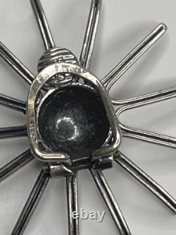 Vintage Modernist Gustav Hauber 835 Silver Sunburst Starburst Clip Earrings MCM