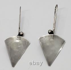 Vintage Modernist Studio Handmade Signed YAEL Sterling Silver EARRINGS