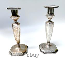 Vintage Mueck-Cary Sterling Silver Pair of Candle Sticks w Monogram 9 1/2 (WeP)